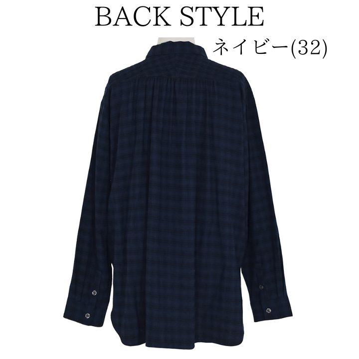 リラシク LILASIC シャーリング ブラウス シャツ レディース ソフトネル 長袖 無地 チェック トップス 綿100％ M便 不可] | LILASIC | 09