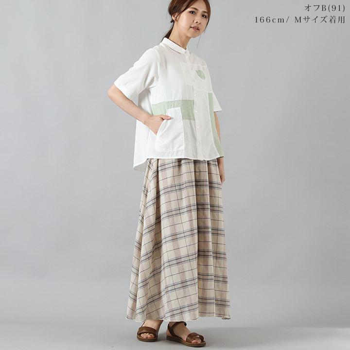 ノースオブジェクトプチ north object de petit シャツ ブラウス レディース トップス 半袖 パッチワーク 切替え カジュアル [M便 1/1] | Keitto | 09