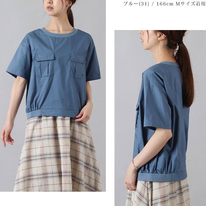 ノースオブジェクトプチ north object de petit ブラウス 半袖 レディース シャツ 綿100％ 五分袖 ポケット付き プルオーバー 無地 [M便 1/1] | Keitto | 05