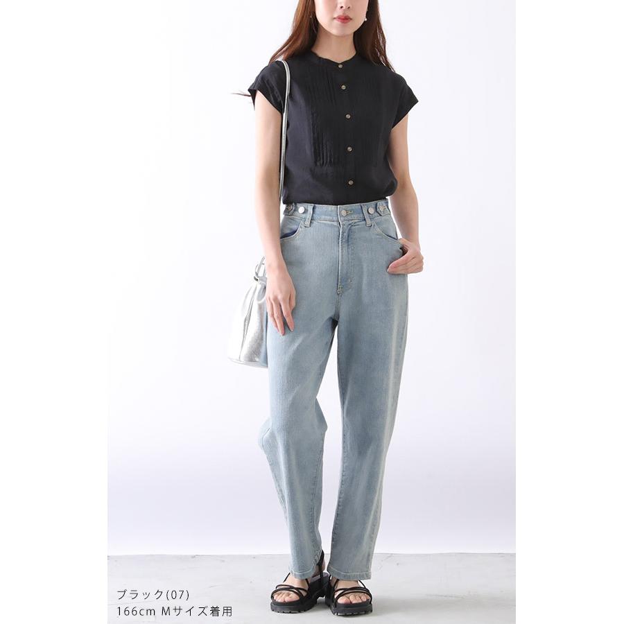 【福袋対象C】 ブラウス シアー シースルー チュニック レディース トップス ピンタック フレンチスリーブ バンドカラー スリット シャツ 無地 [M便 1/1] |  | 10