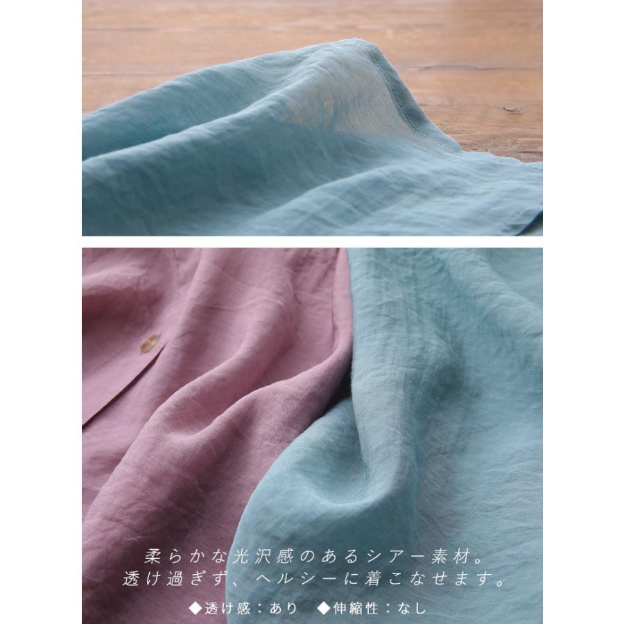 【福袋対象C】 ブラウス シアー シースルー チュニック レディース トップス ピンタック フレンチスリーブ バンドカラー スリット シャツ 無地 [M便 1/1] |  | 02