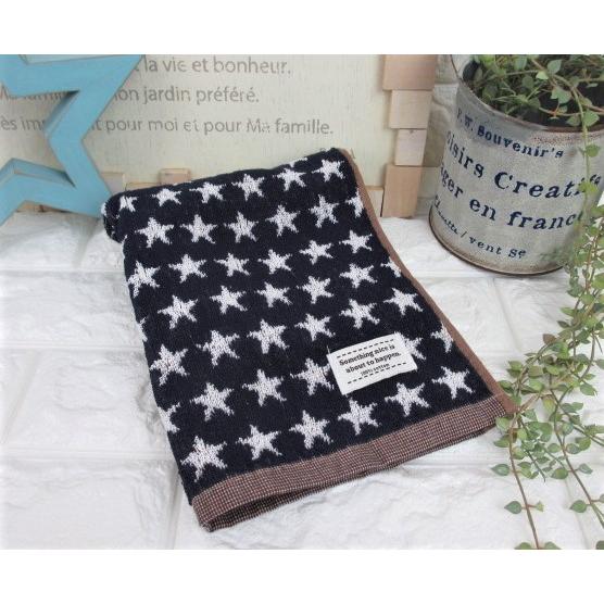 アメリカンカントリー♪ 【ジョイフル】紺 星柄フェイスタオル