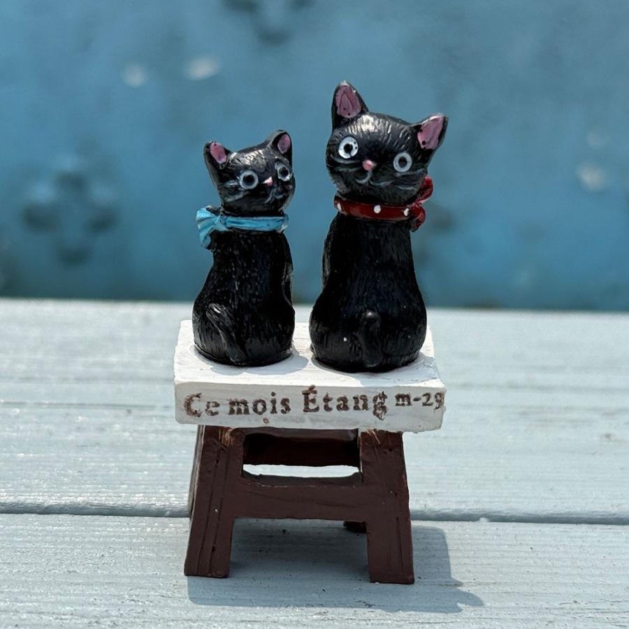 ツインブラックキャットチェア(5E3212) 猫ミニチュア/オーナメント