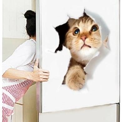 猫 シール ウォールステッカー 黒猫 アウトレット 三毛猫 ネコ 動物 アニマル だまし絵 トリックアート 3d かわいい Cat インテリアステッカー 写真 壁シール