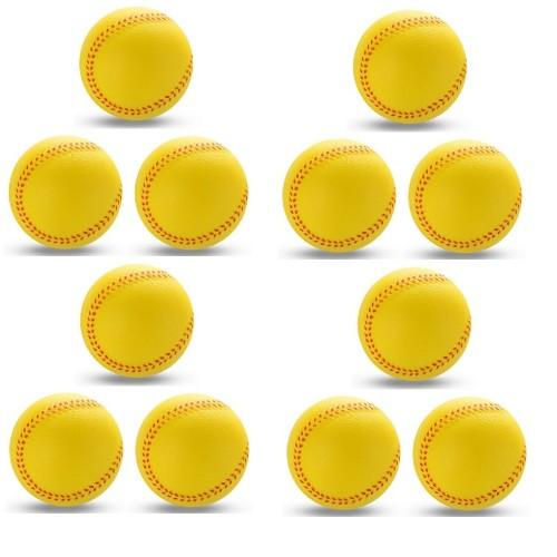 ウレタン ボール 野球 12個 1ダース 練習 用 イエロー 直径 7cm 蛍光色 夜間でも