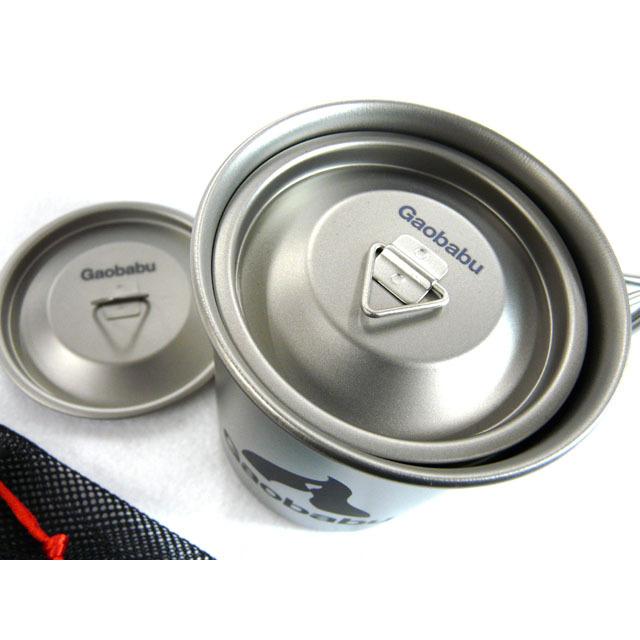 ガオバブ(Gaobabu) Gaobabuチタンマグカップ 300ml＆400mlのセット（フタ・メッシュ袋付）  チタン チタニウム 軽量 蓋付き | Gaobabu | 01