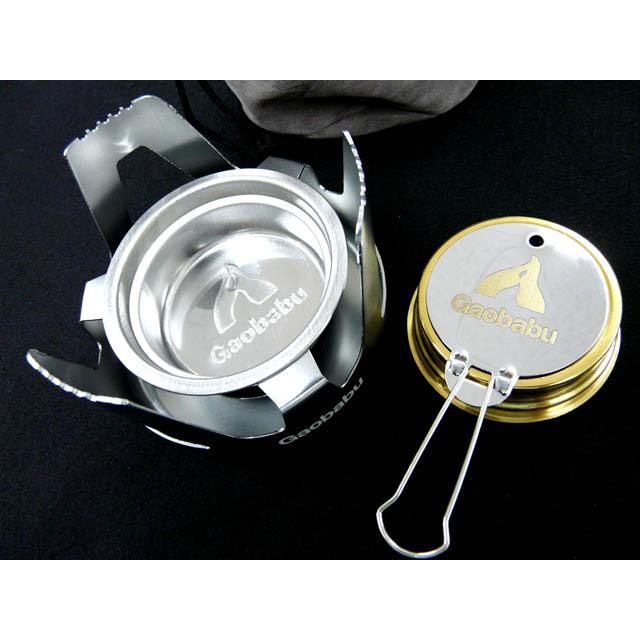 ガオバブ(Gaobabu)オリジナル固形燃料コンロセット(お得4点セット) GSET-03 固形燃料 アルコールバーナー 五徳ベース 収納袋 | Gaobabu | 01