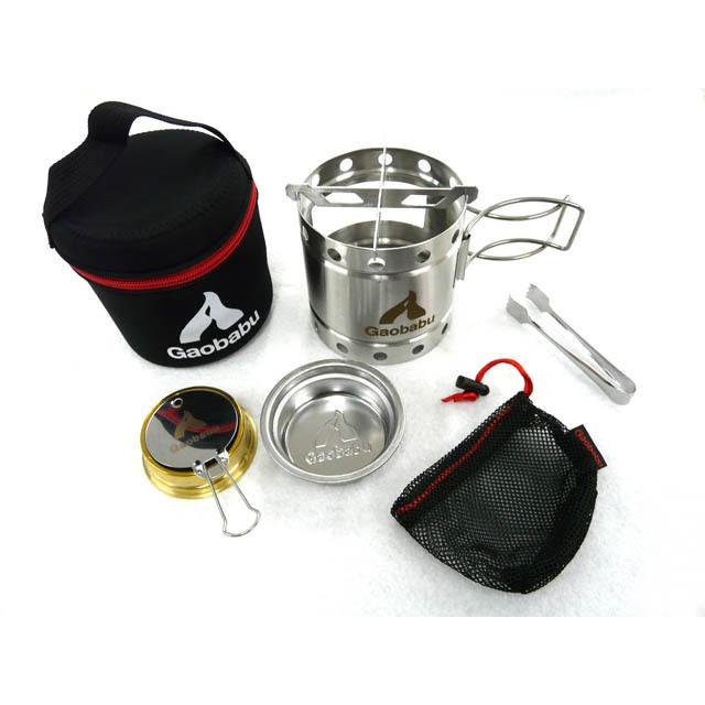 ガオバブ(Gaobabu)キャリボ風防＋固形燃料ツールセット GSET-08 スライドシャッター コンパクト ステンレス 湯沸し器 収納ポーチ | Gaobabu