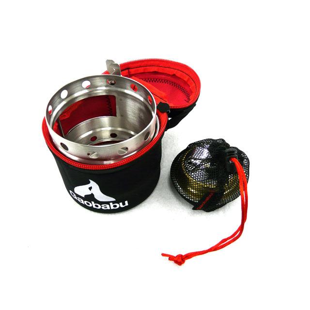 ガオバブ(Gaobabu)キャリボ風防＋固形燃料ツールセット GSET-08 スライドシャッター コンパクト ステンレス 湯沸し器 収納ポーチ | Gaobabu | 01