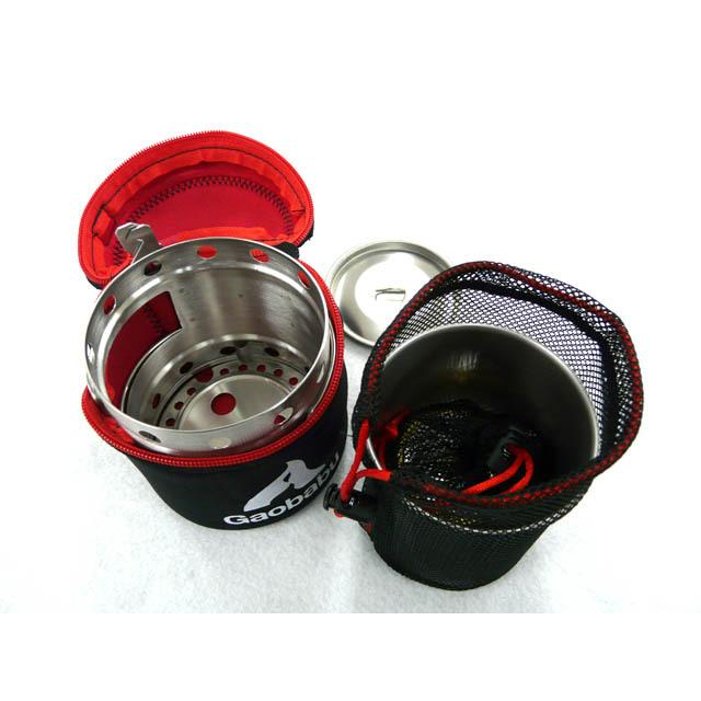 ガオバブ(Gaobabu)キャリボ風防 ステンマグ＋固形燃料ツールセット ミニトング GSET-09 収納ポーチ付き 火力調整 軽量 コンパクト | Gaobabu | 02