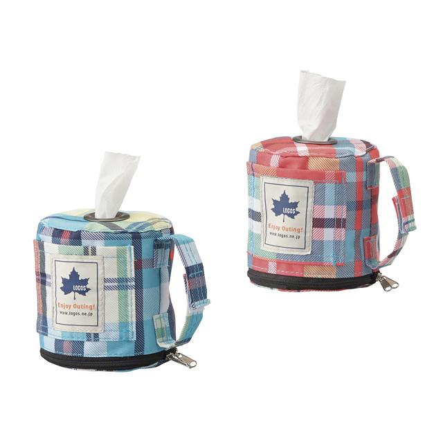 ロゴス(LOGOS)チェッカー ロールペーパーホルダー レッド/ブルー ロールペーパー 収納 カバー ケース 手拭き 食卓 テーブル | LOGOS