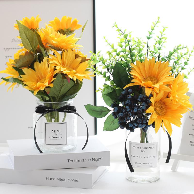 スーパーセール 造花 花束 枯れない花 花瓶付き フェイクグリーン インテリア 置物 人工観葉植物 リアル バラ 薔薇 牡丹 デージー 墓花 墓用 仏 花 Foodsecurity Me
