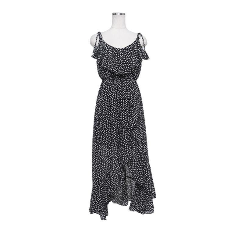 ワンピース キャミワンピース レディース 夏 ロング マキシ シフォン 柄 ダルメシアン 花柄 ドット フリル ミニ 長さ 違う 後ろ 長い マーメイド アシメ Mo a Growingrich 通販 Yahoo ショッピング
