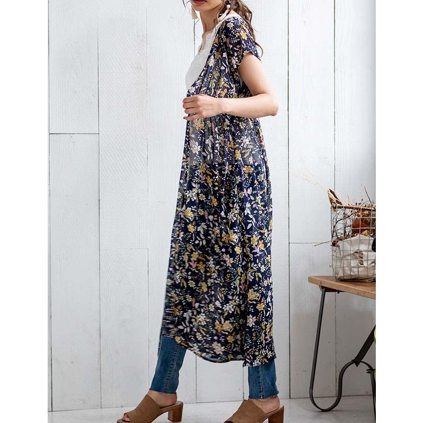 ワンピース 羽織り カーデ カーディガン ライトアウター 花柄 透け 水着の上 海 プール ビーチ 体型カバー フレンチスリーブ Growingrich 通販 Yahoo ショッピング