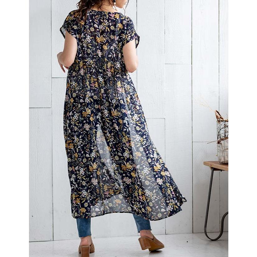 ワンピース 羽織り カーデ カーディガン ライトアウター 花柄 透け 水着の上 海 プール ビーチ 体型カバー フレンチスリーブ Growingrich 通販 Yahoo ショッピング