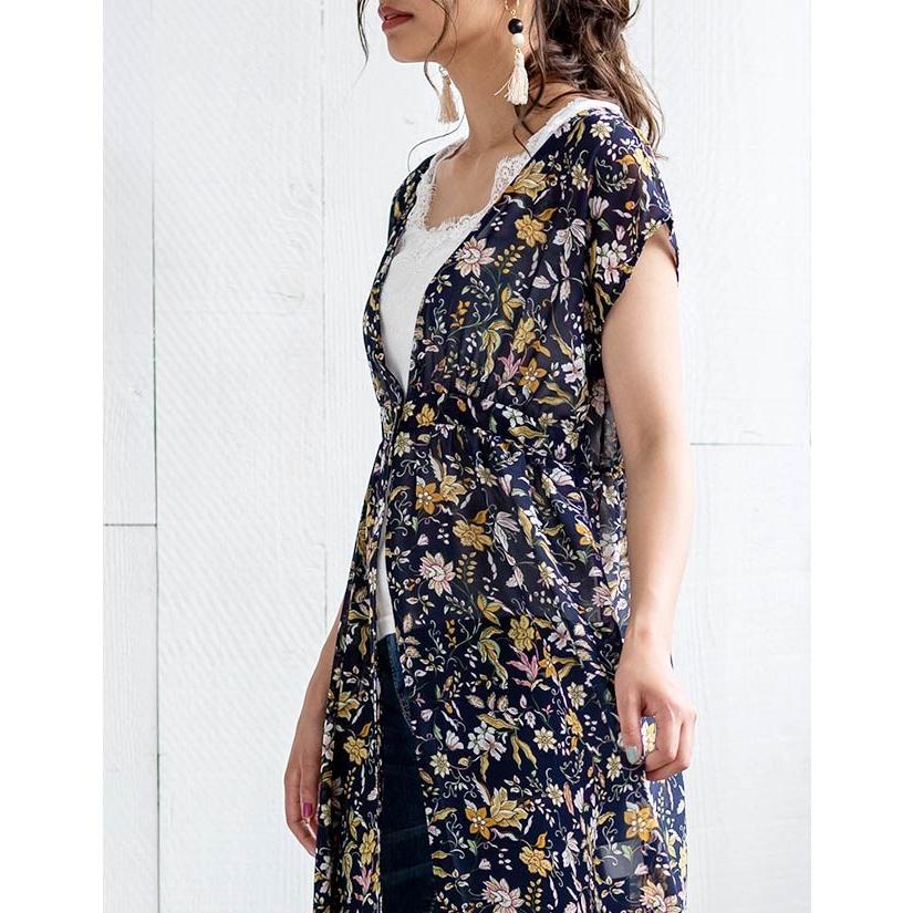 ワンピース 羽織り カーデ カーディガン ライトアウター 花柄 透け 水着の上 海 プール ビーチ 体型カバー フレンチスリーブ Growingrich 通販 Yahoo ショッピング