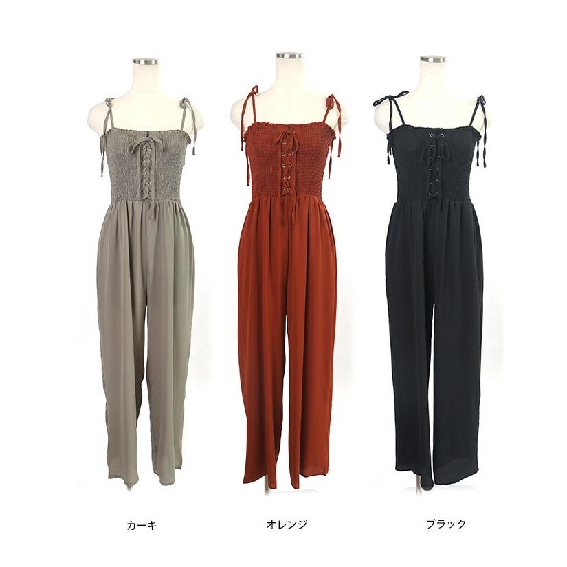 ｍ便 オールインワン つなぎ ワンピース ボトムス パンツ サロペット セットアップ 上下 繋がってる シャーリングトップス楊柳オールインワン Growingrich 通販 Yahoo ショッピング