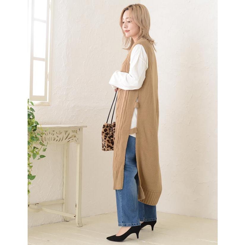 ワンピース レディース 秋 冬 ニット セーター ベスト ロングベスト ジレ ノースリーブ 袖なし 重ね着 ケーブル編み ざっくり お洒落 40代 30代 代 コーデ Growingrich 通販 Yahoo ショッピング