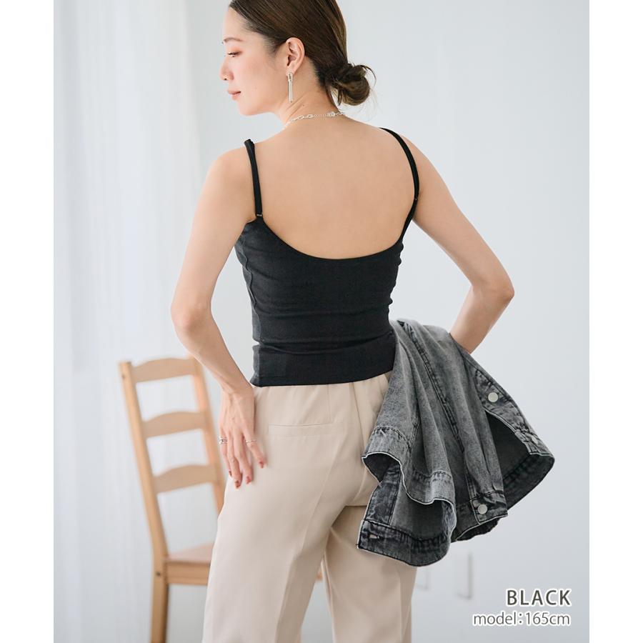 カップ付き バックオープンブラトップ キャミソール ブラ バックオープンブラ リブ カップ付きキャミソール 背中開き ブラ | ブランド登録なし | 05
