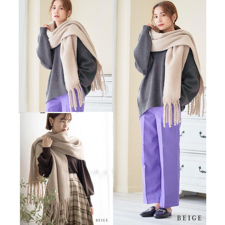 マフラー ボリュームマフラー フリンジ 太い レディース