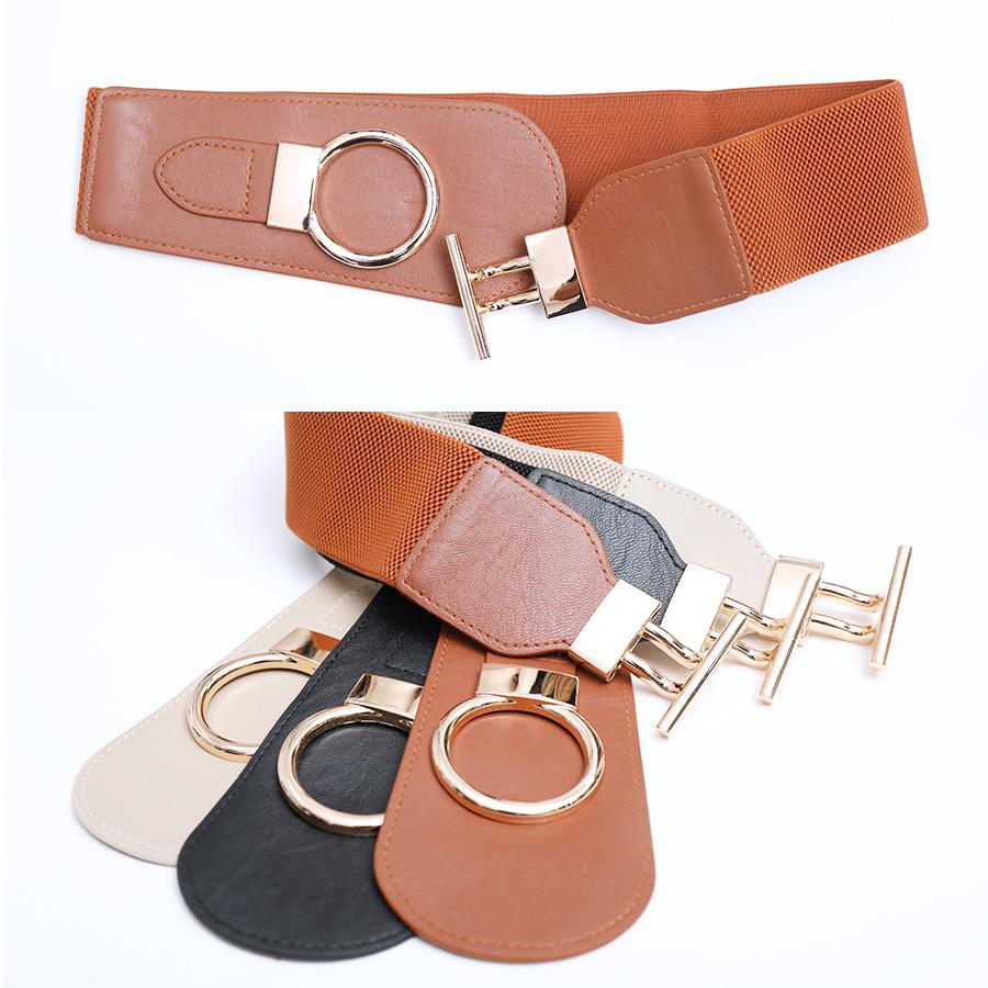 送料無料 ベルト レディース 太 太ベルト 幅広 ゴム コルセット風 ウエストマーク 合皮 ゴールドリング アクセサリー 衣装 イベント コスプレ 撮影会 結婚式 M3 | ブランド登録なし | 05