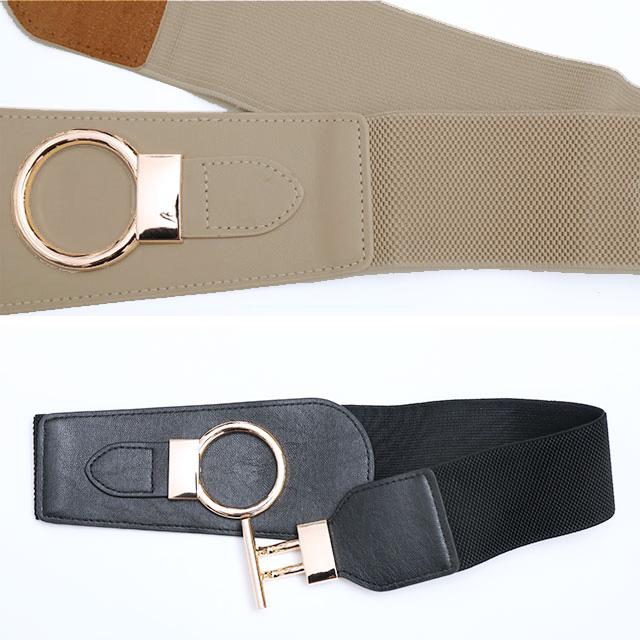送料無料 ベルト レディース 太 太ベルト 幅広 ゴム コルセット風 ウエストマーク 合皮 ゴールドリング アクセサリー 衣装 イベント コスプレ 撮影会 結婚式 M3 | ブランド登録なし | 08