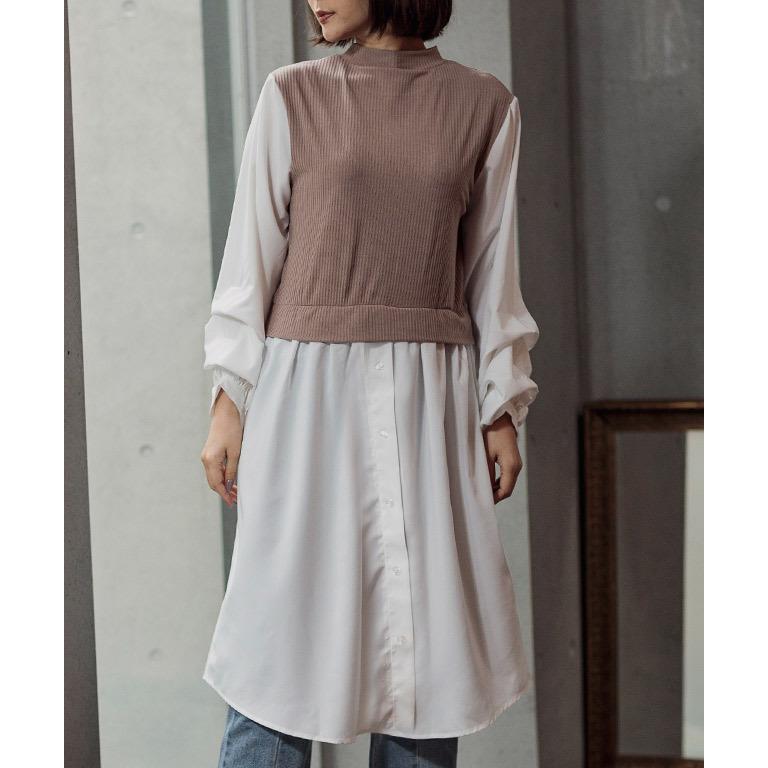 Timesale 送料無料 ワンピース ボリューム袖 ドッキング ブラウス シャツ シャツワンピ ベスト レイヤード コーデ ぽわん袖 長袖 きれいめ カジュアル 黒 M0 Growingrich 通販 Yahoo ショッピング