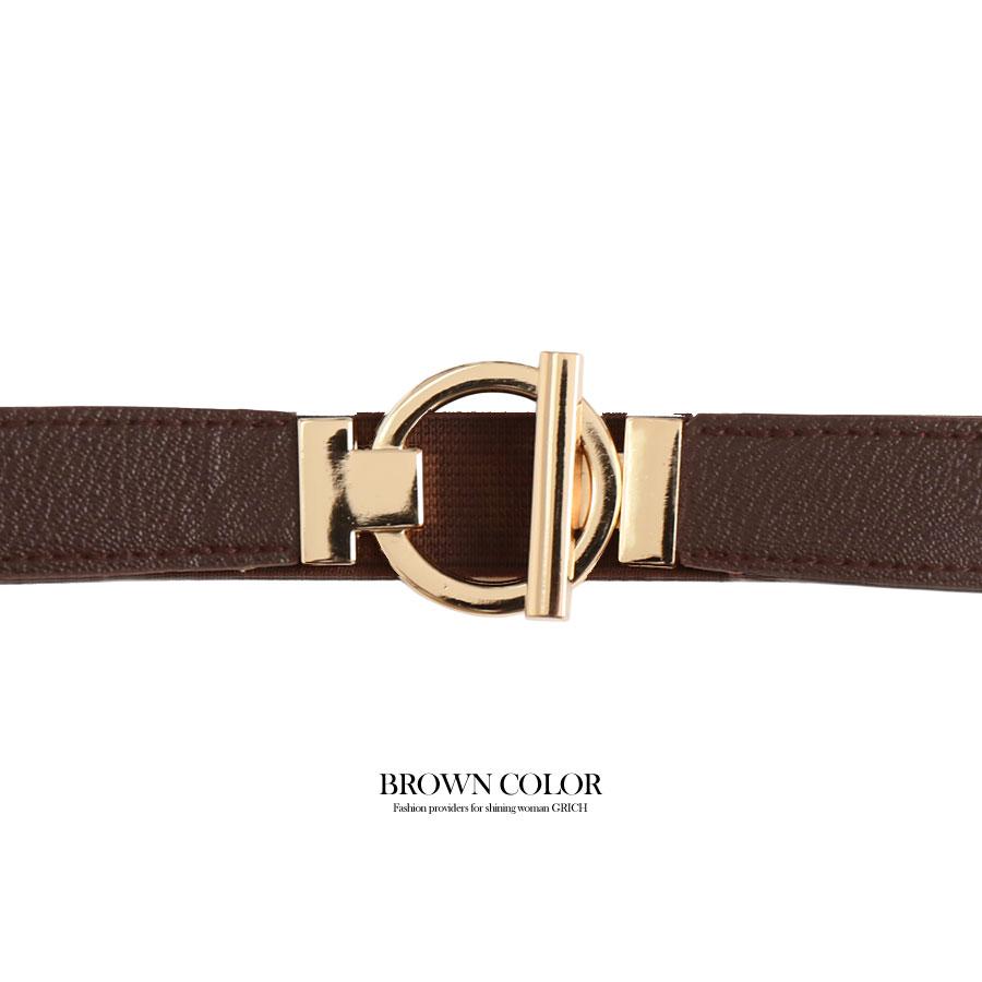 ベルト レディース 細 細ベルト ゴムベルト リング ゴールドリング 合皮 デザインベルト おしゃれ 小物 アクセサリー M0 | ブランド登録なし | 07