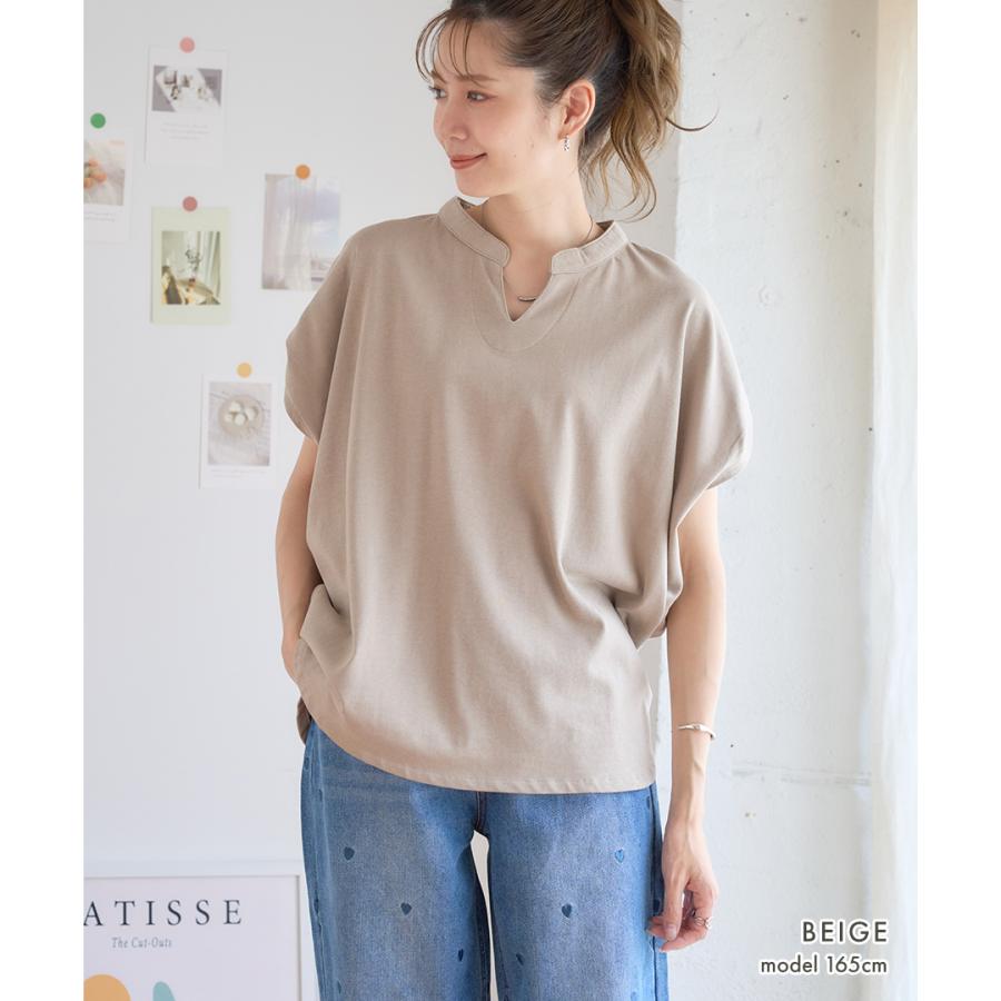 キーネック tシャツ レディース キーネック トップス 半袖 綿100% tシャツ 体形カバー トップス 夏 ドルマンtシャツ | ブランド登録なし | 04