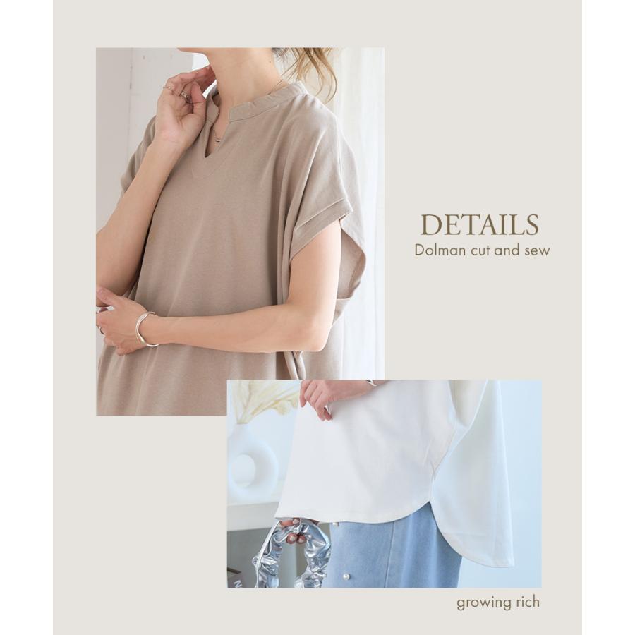 キーネック tシャツ レディース キーネック トップス 半袖 綿100% tシャツ 体形カバー トップス 夏 ドルマンtシャツ | ブランド登録なし | 08