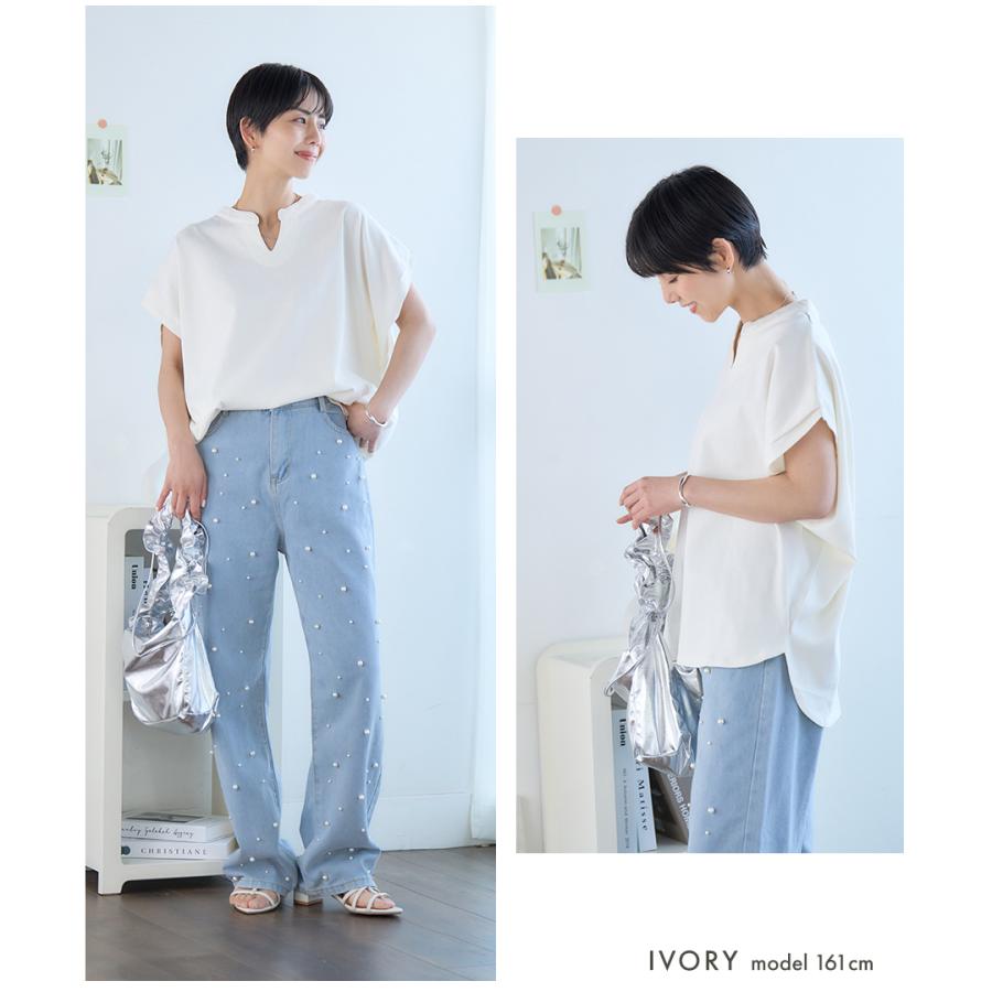 キーネック tシャツ レディース キーネック トップス 半袖 綿100% tシャツ 体形カバー トップス 夏 ドルマンtシャツ | ブランド登録なし | 10