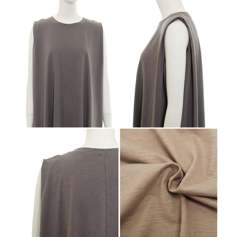 送料無料 ワンピース レディース ショルダータック ノースリーブ ワンピース ロング カットソー 綿スラブ 体型カバー ゆったり マタニティ ワンマイルウェア M0 | ブランド登録なし | 18