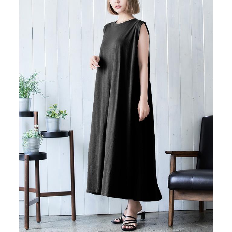 送料無料 ワンピース レディース ショルダータック ノースリーブ ワンピース ロング カットソー 綿スラブ 体型カバー ゆったり マタニティ ワンマイルウェア M0 | ブランド登録なし | 20