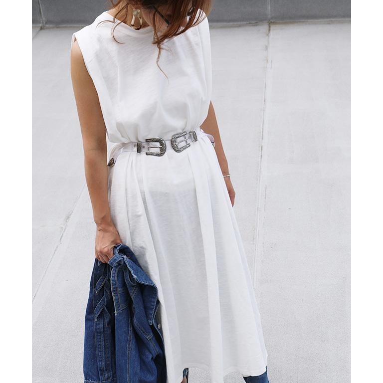 送料無料 ワンピース レディース ショルダータック ノースリーブ ワンピース ロング カットソー 綿スラブ 体型カバー ゆったり マタニティ ワンマイルウェア M0 | ブランド登録なし | 01