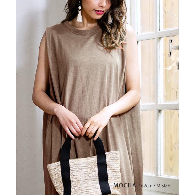 送料無料 ワンピース レディース ショルダータック ノースリーブ ワンピース ロング カットソー 綿スラブ 体型カバー ゆったり マタニティ ワンマイルウェア M0 | ブランド登録なし | 14