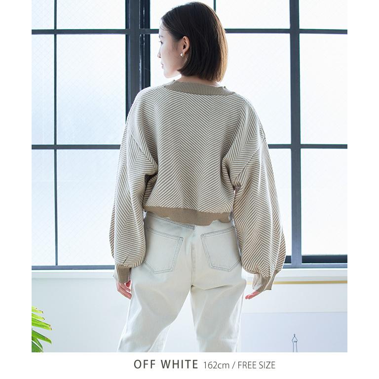 トップス ニット セーター クロップド丈 ショート丈 短丈 ぽわん