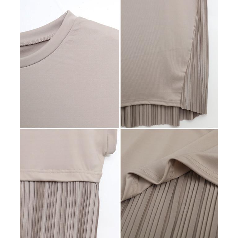 プリーツデザイン 半袖トップス トップス レディース 半袖 夏 バックプリーツ カットソー プリーツ