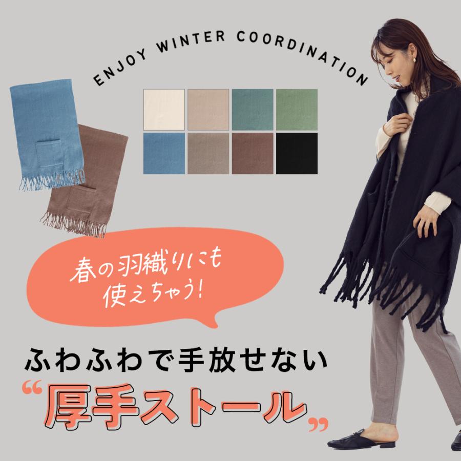 ポケット付きストール ストール フリンジ 大判 厚手 防寒 冬 ポケット付きストール ストール フリンジ 大判 厚手 防寒 冬