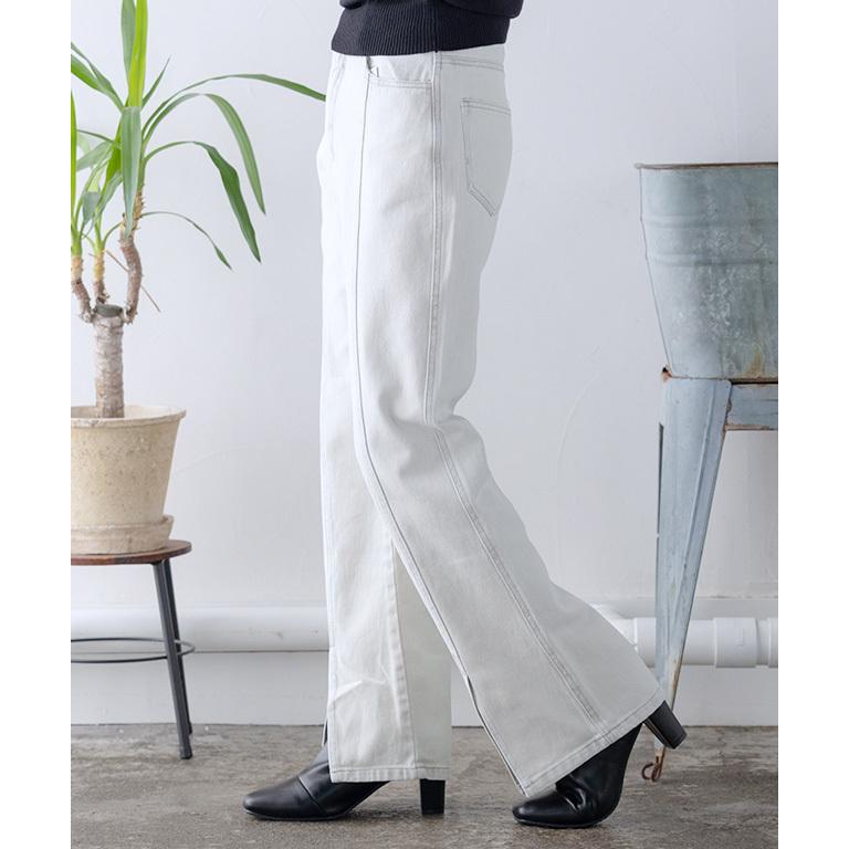 パンツ デニム ジーンズ ジーパン カラーデニム フレア スリット