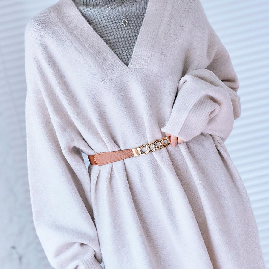 アクセサリー ベルト レディース カジュアル アクセント ゴールド 黒 ママコーデ 韓国ファッション シンプル らくちん ゴールド4連リング伸縮ゴム細ベルト | ブランド登録なし | 07