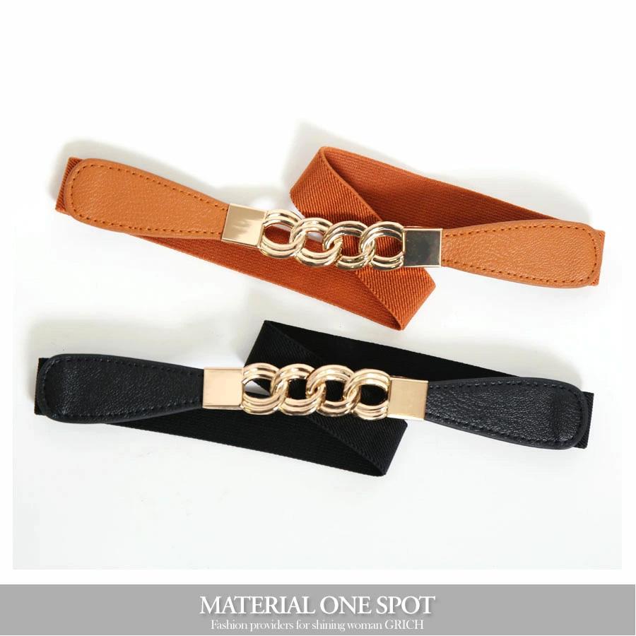 アクセサリー ベルト レディース カジュアル アクセント ゴールド 黒 ママコーデ 韓国ファッション シンプル らくちん ゴールド4連リング伸縮ゴム細ベルト | ブランド登録なし | 11