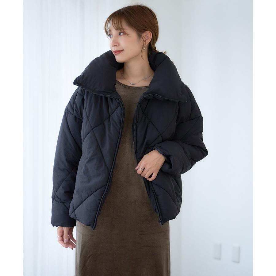 SALE 中綿ジャケット レディース 中綿ブルゾン レディース フェイクダウン ダウンジャケット レディース ダイヤ柄キルト アウター 冬 | ブランド登録なし | 03