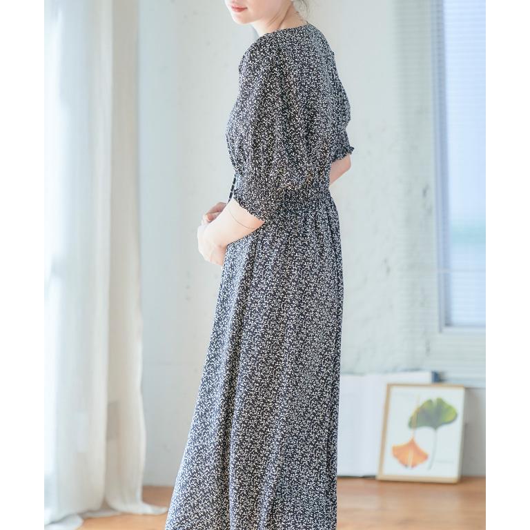 45R 花柄 ロングワンピース コットン 半袖 マルチカラー 楽天市場】【中古】 45rpm 45R 藍染コットンリネン花柄