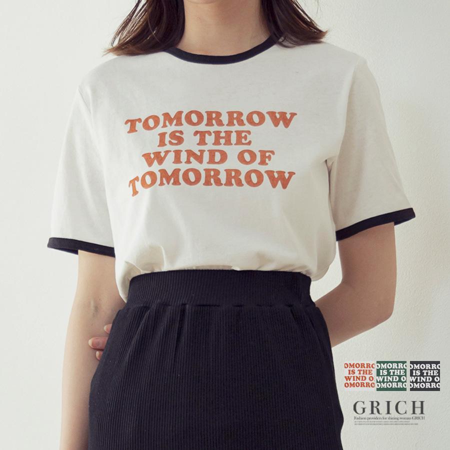 ロゴtシャツ レディース 半袖 tシャツ 白 Tシャツ 綿 配色 縁取り 英字