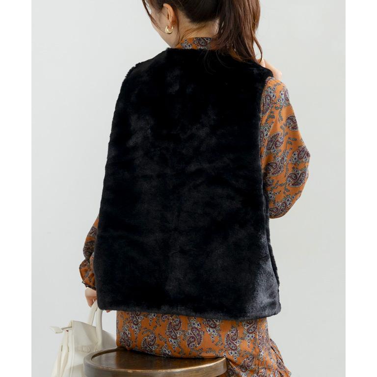 ファーベスト レディース コーデ 40代 ファー ジレ ベスト 秋 冬