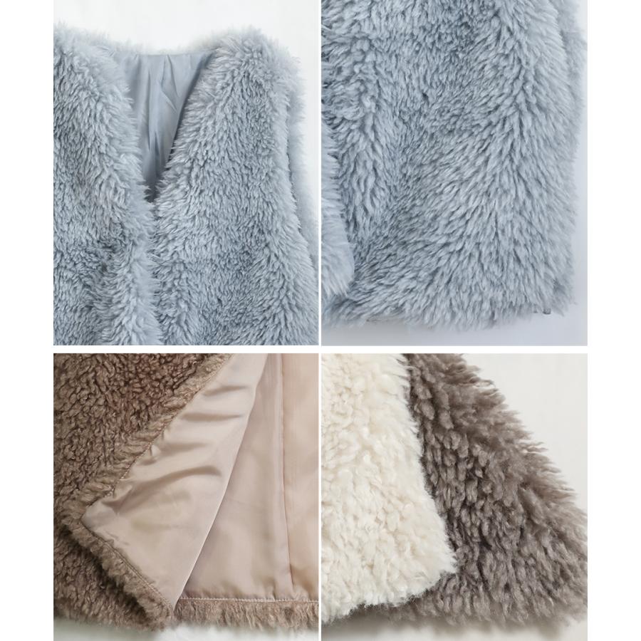 SALE プードルファー ベスト ノーカラー ファーベスト レディース