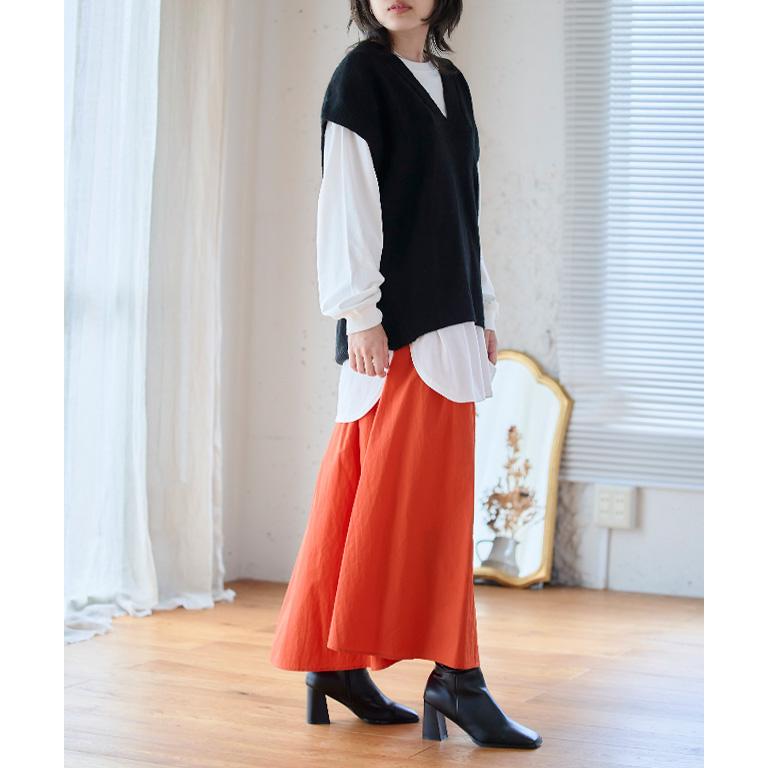 スカート ロング フレアスカート フレアスカートコーデ 40代 黒