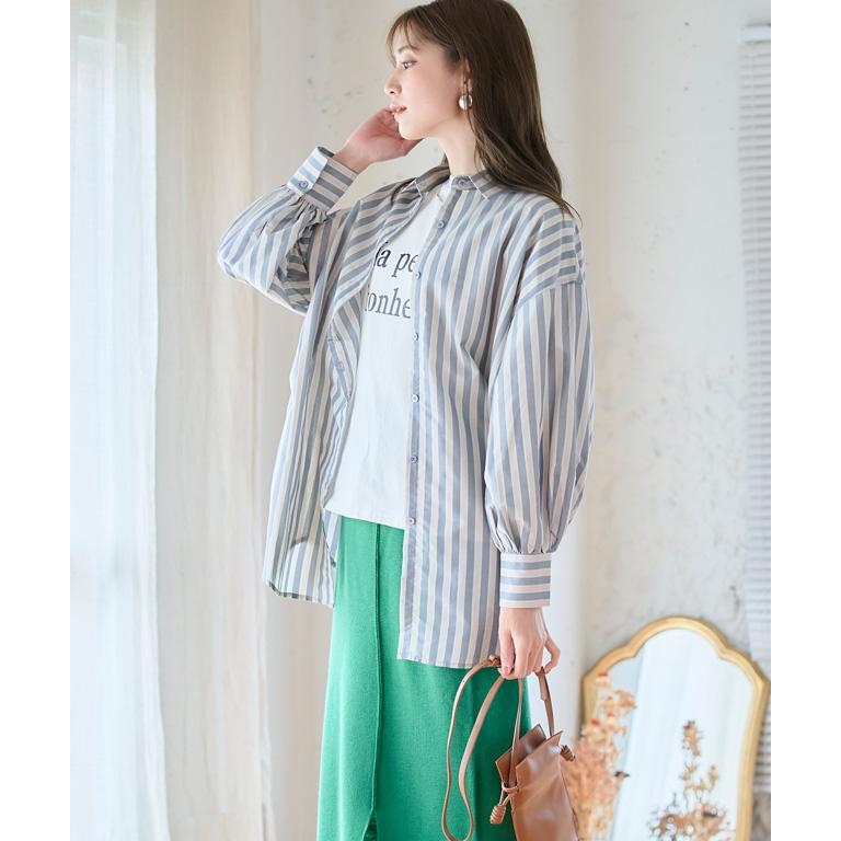 アッパーハイツ ザ シャツ 長袖 オーバーサイズ 春服夏服 ブラウス ロング シャツ ブラウス オーバーサイズ 紫 パープル 春 夏 レディース