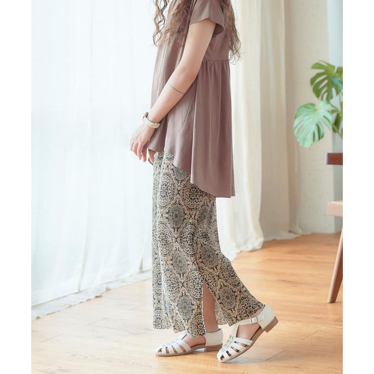 スカート 夏 ロング 楽ちん 柄スカート ウエストゴム ロング
