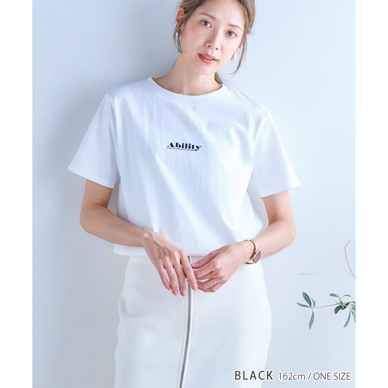 tシャツ レディース 半袖 50代 ロゴt ロゴtシャツ 白 40代